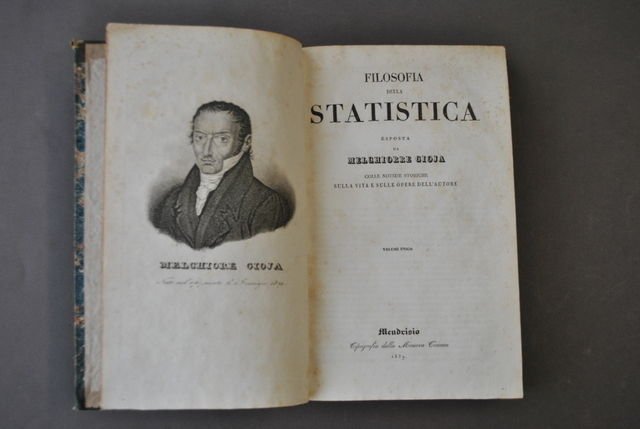 Melchiorre Gioia Filosofia della Statistica Mendrisio 1839 Volume Unico Ritratto