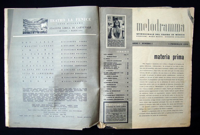 Melodramma Anno I Numero 1 Febbraio 1954 Lucia di Lammermoor …