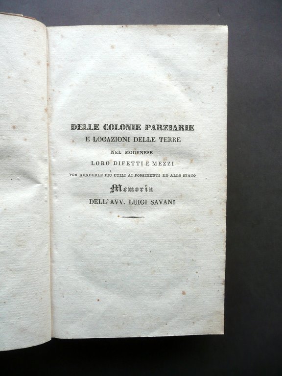Memorie Varie Risguardanti La Migliore Agricoltura Vincenzi Modena 1837 Savani | Immagine Gallery 4
