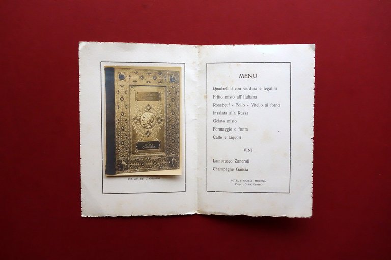 Men˘ Dante Gozzi Legatore Nomina Cavaliere Corona d'Italia 12/7/1924 Modena