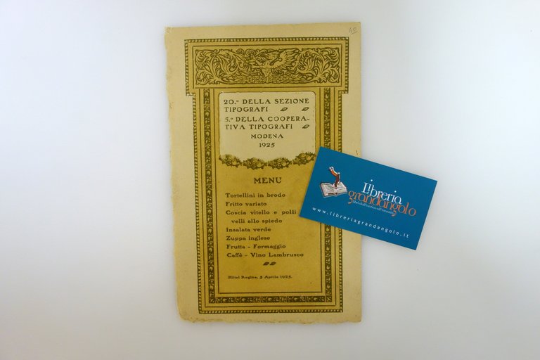 Menù Modena Cooperativa Tipografi Anniversario Hotel Regina 1925 Grafica | Immagine Gallery 2