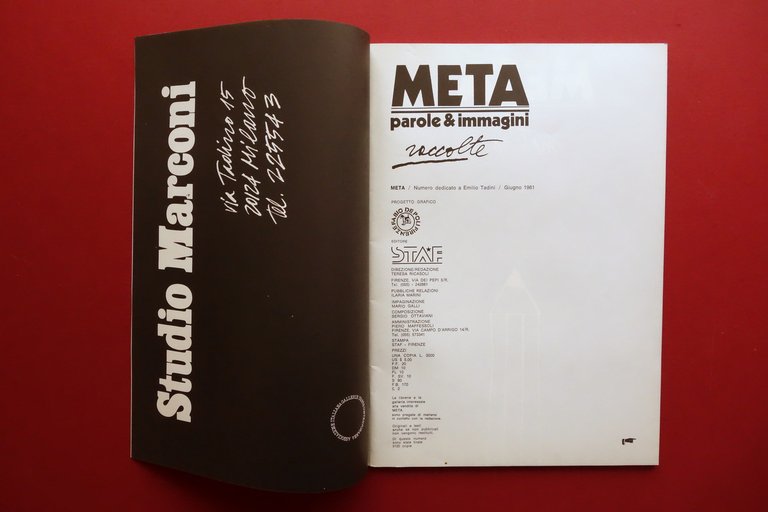 Meta Parole e Immagini Emilio Tadini Numero Monografico Giugno 1981 …