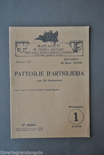 Militaria Esercito Nazione Tecnica Militare Manuale Pattuglie Artiglieria 1932