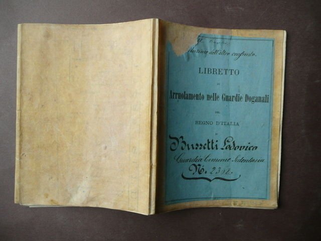 Militaria Libretto Arruolamento Guardie Doganali Regno Italia 1862-80 Intestato | Immagine principale