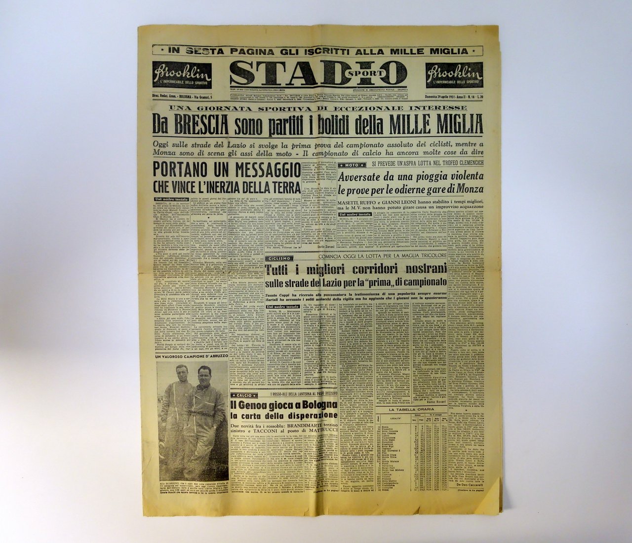 MILLE MIGLIA 1951 PARTENZA STADIO 29/4/1951 COMPLETO