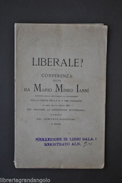 Mineo Ianni Liberale Pensiero Conservatore Anti Liberismo Tradizione Modena 1882 | Immagine principale