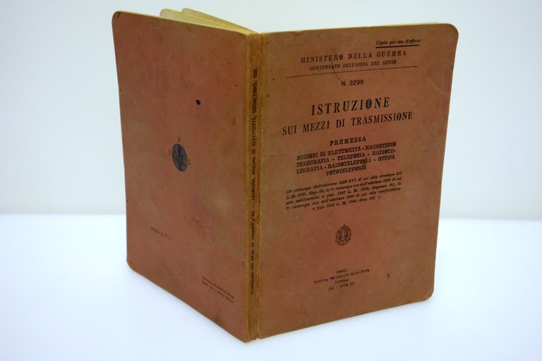 MINISTERO GUERRA GENIO ISTRUZIONE MEZZI TRASMISSIONE TELEGRAFIA MAGNETISMO 1942