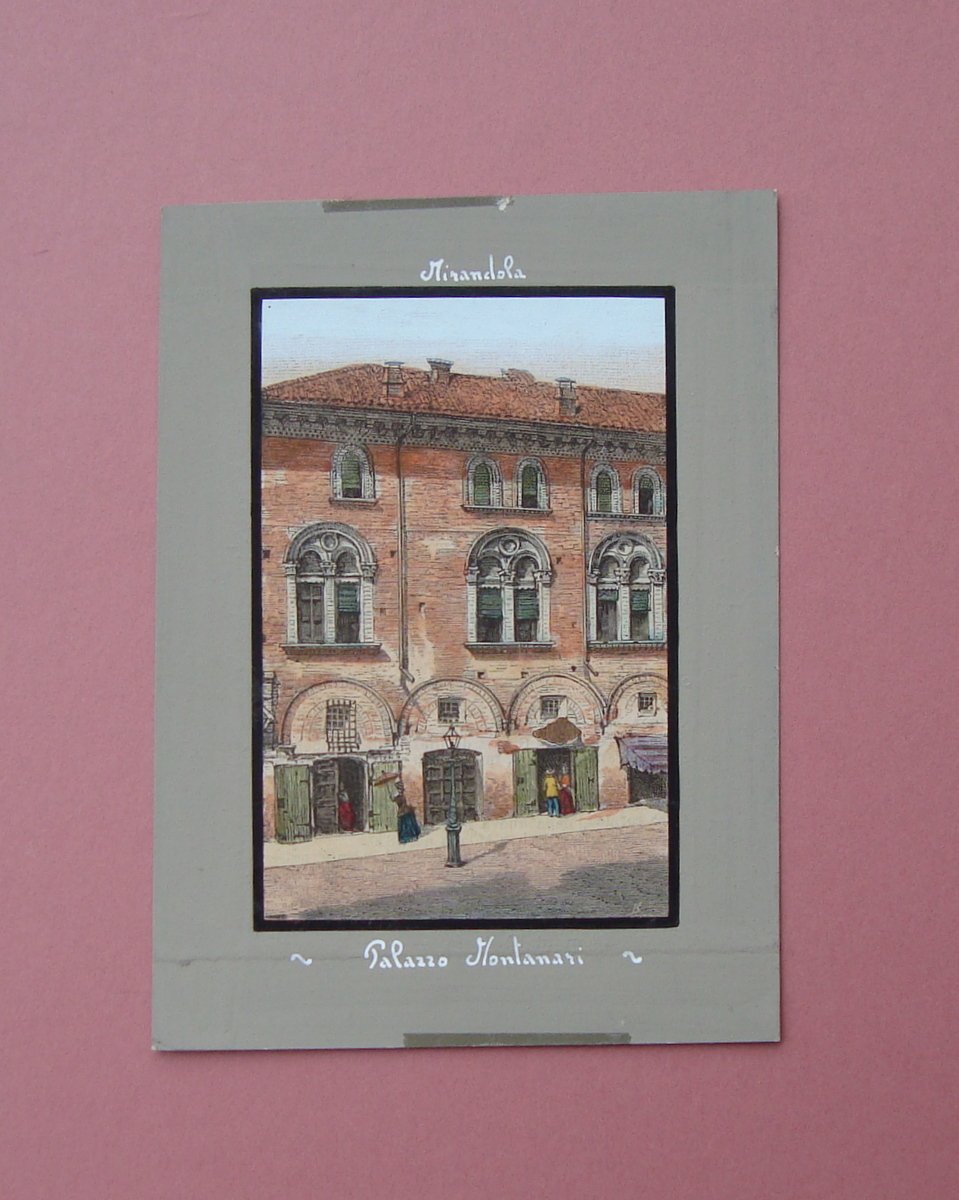 Mirandola Palazzo Montanari Incisione su legno 1890 da "100 Città …