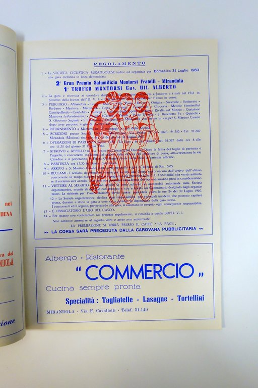 Mirandola Soc. Ciclistica Mirandolese 1°Trofeo Montorsi 2°Gran Premio 1960 Raro