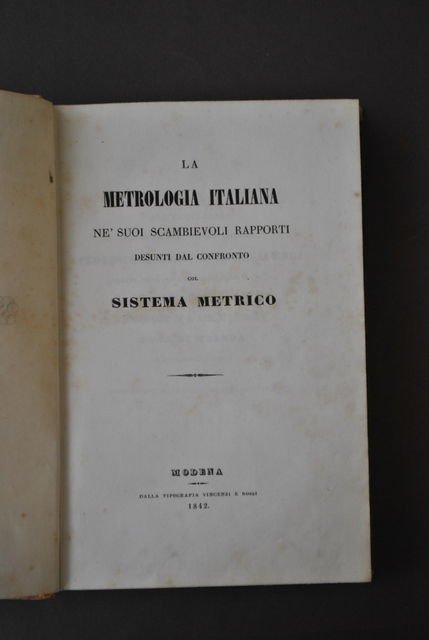 Misure Campi Dimensioni Metrologia Italiana Sistema Metrico Modena 1842 | Immagine principale