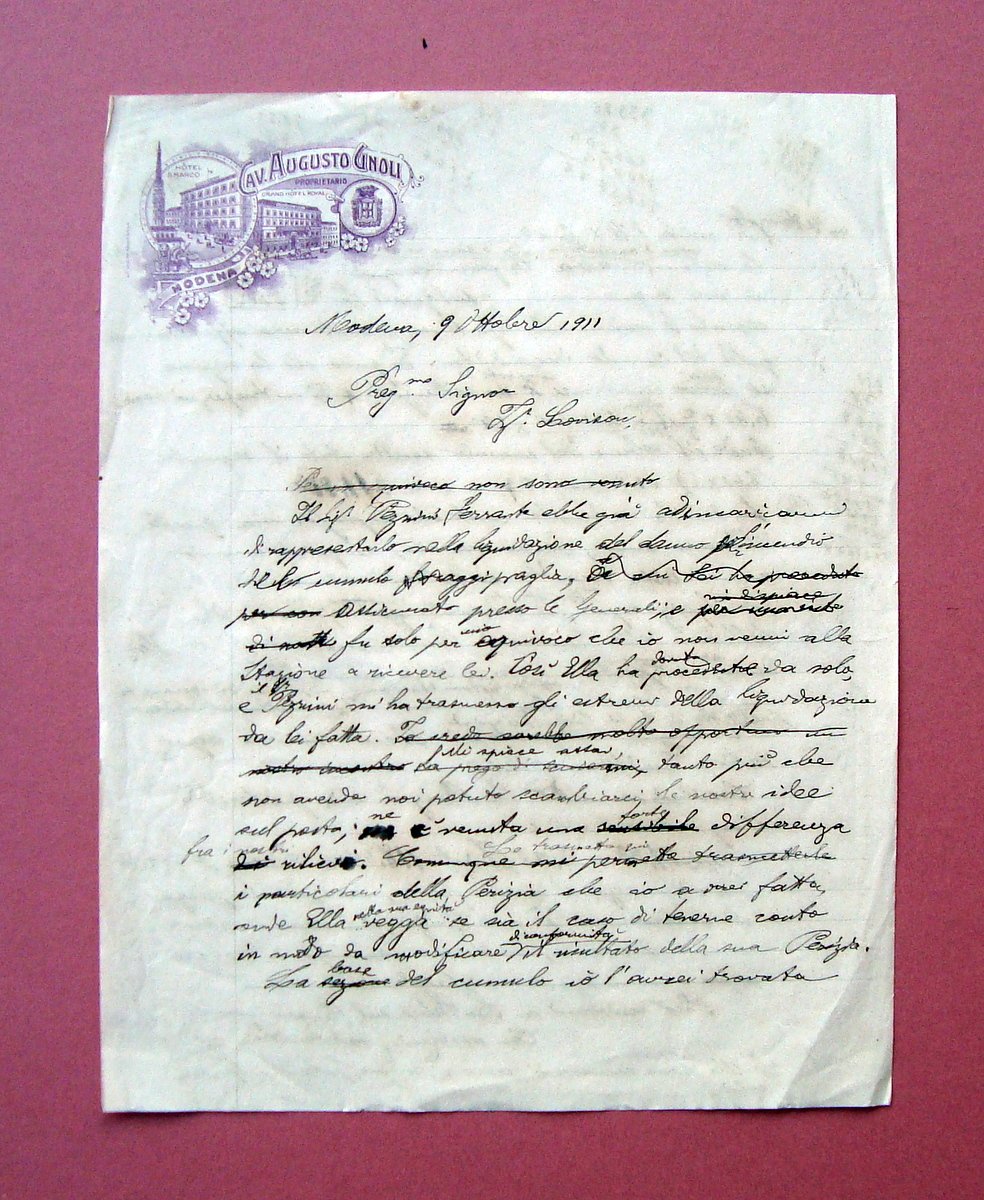 Modena Carta Intestata 1911 Hotel S.Marco Grand Hotel Royal | Immagine principale