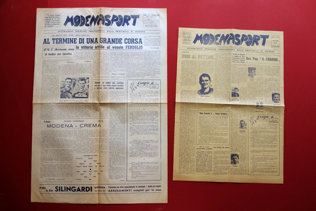 Modena Sport Anno I Numero 1 e 3 Modena 1946 …