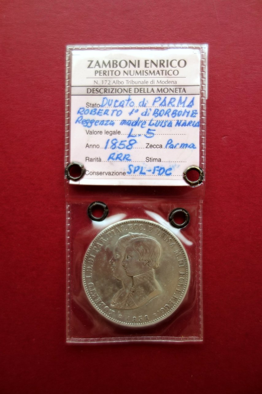 Moneta 5 Lire Ducato di Parma Roberto I di Borbone … | Immagine principale