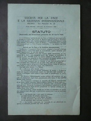 Moneta Ernesto Teodoro Unione Lombarda Statuto Societ‡ per la pace …