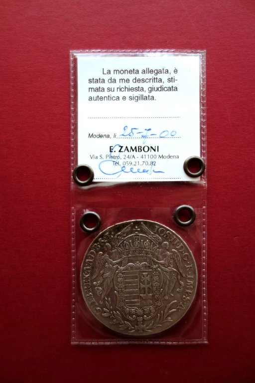 Moneta Tallero d'Argento Giuseppe II d'Ungheria Sigillato Certificato Garanzia | Immagine Gallery 2