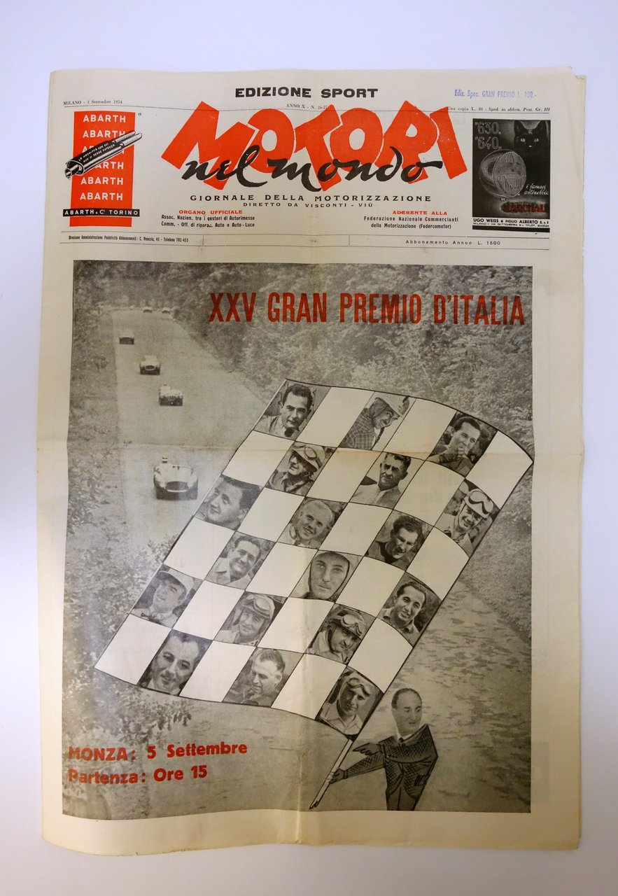 MONZA XXV GRAN PREMIO D'ITALIA MOTORI NEL MONDO 3/9/1954 COMPLETO