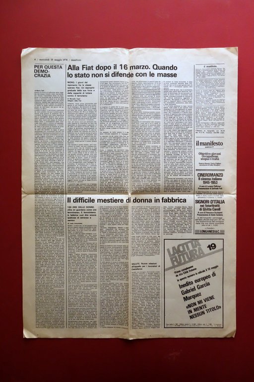 Moro Ucciso in Solitudine Il Manifesto Quotidiano Comunista Roma 1978 | Immagine Gallery 2