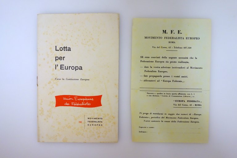 Movimento Federalista Europeo Lotta per Europa Costituzione Europea 1952