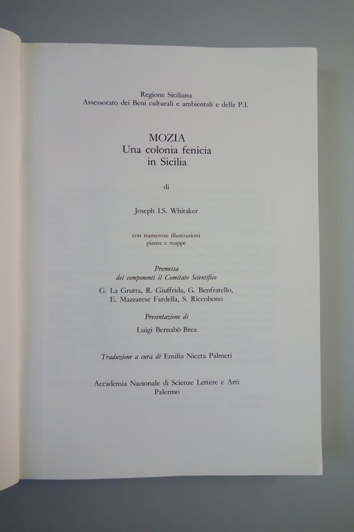 MOZIA UNA COLONIA FENICIA IN SICILIA WHITAKER BERNABO' BREA OTTIMO …
