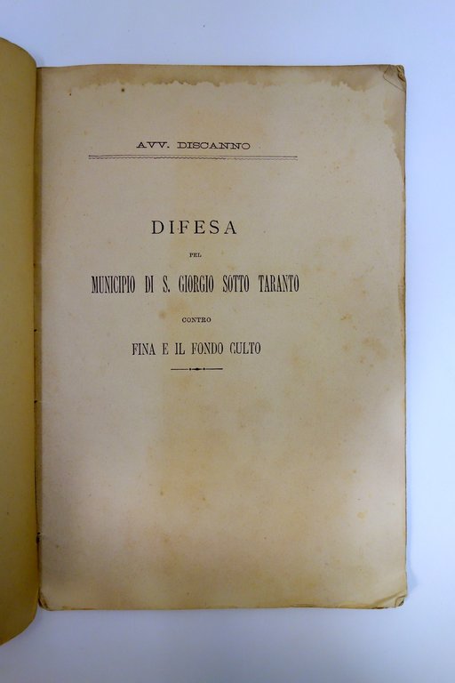 Municipio di S. Giorgio sotto Taranto contro Fina e il …