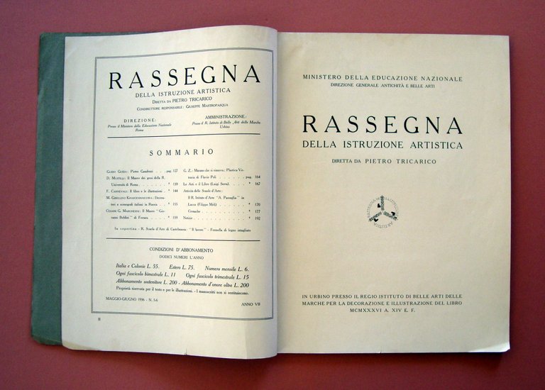 Murano Plastiche Vetrarie Flavio Poli Rassegna Istruzione Artistica 1936 Urbino