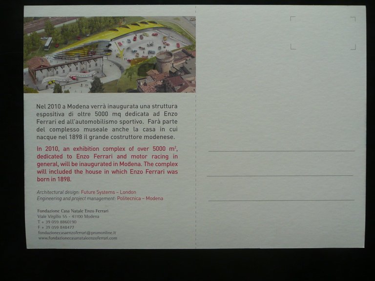 Museo Casa Enzo Ferrari Modena Cartoncino Pubblicit‡ Progetto Fondazione 2009