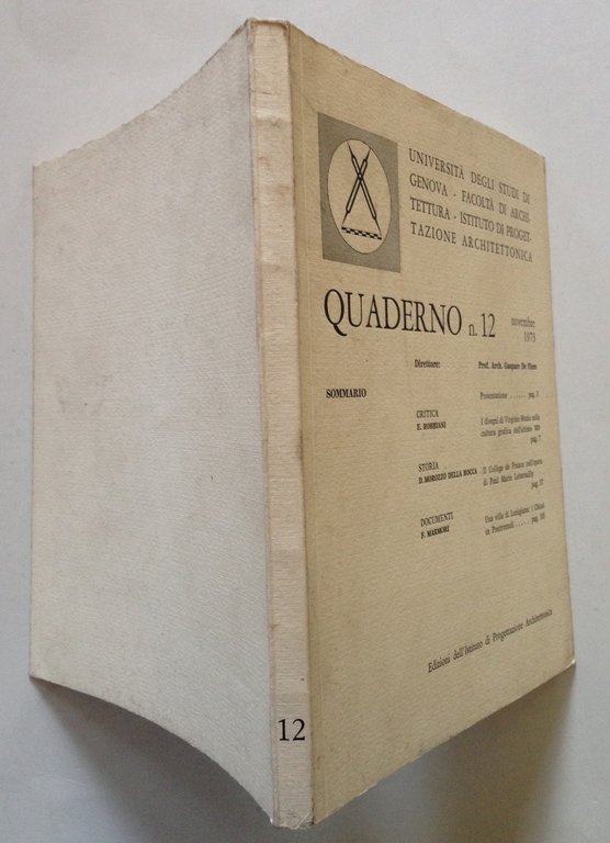 Muzio Lunigiana Villa Chiosi Pontremoli Quaderno Architettura 12 Novembre 1973