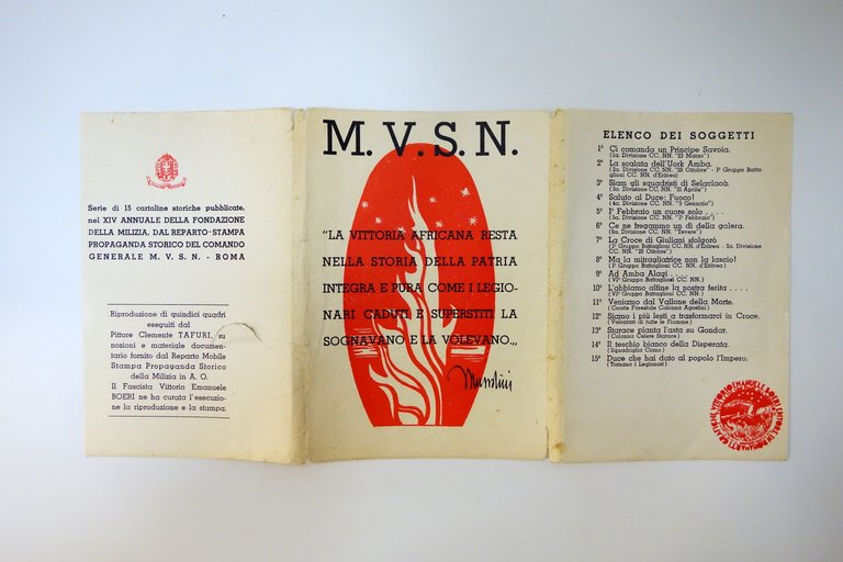 MVSN 15 Cartoline XIV Annuale 1937 Tafuri Ed. Boeri Serie …