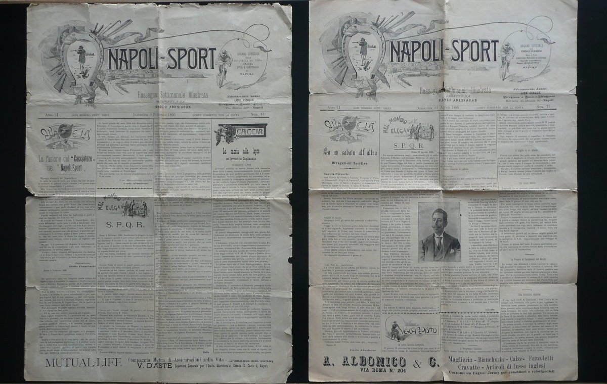 Napoli Sport Rassegna Settimanale Anno II N.43-71 1896 Due Numeri …