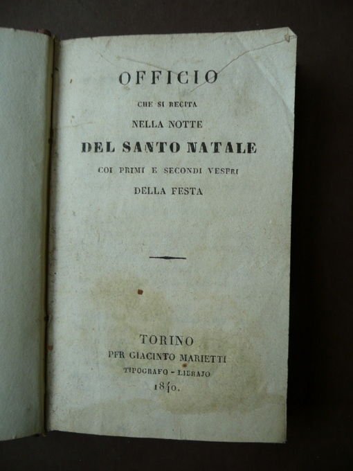 Natale S.Giuseppe Officio Immacolata Concezione officio 1856 Torino Religione