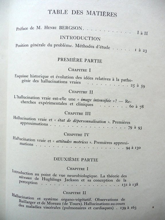 Neurobiologie de l'Hallucination R. Mourgue Preface de H. Bergson Lamertin …