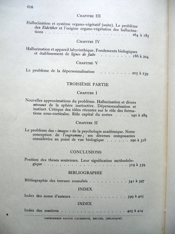 Neurobiologie de l'Hallucination R. Mourgue Preface de H. Bergson Lamertin …