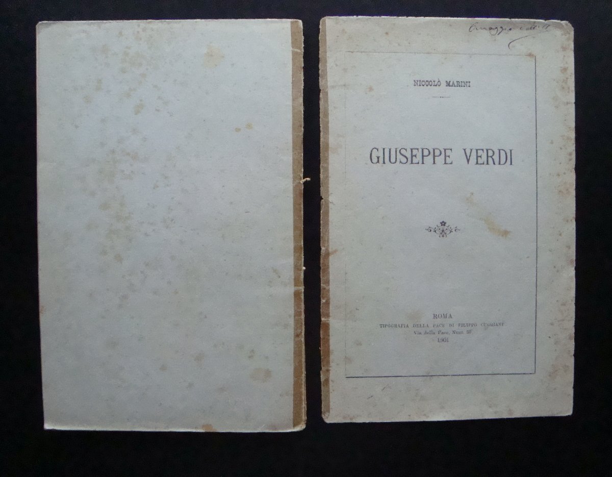 Niccolo' Marini Giuseppe Verdi 1901 Tipografia Cuggiani Roma Musica Lirica | Immagine principale