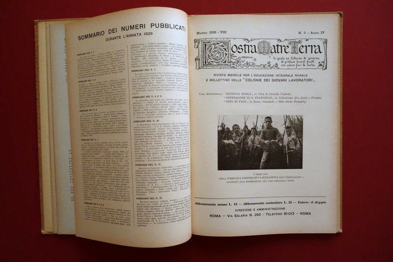 Nostra Matre Terra Rivista Educazione Rurale Colonie Giovani Lavoratori 1930