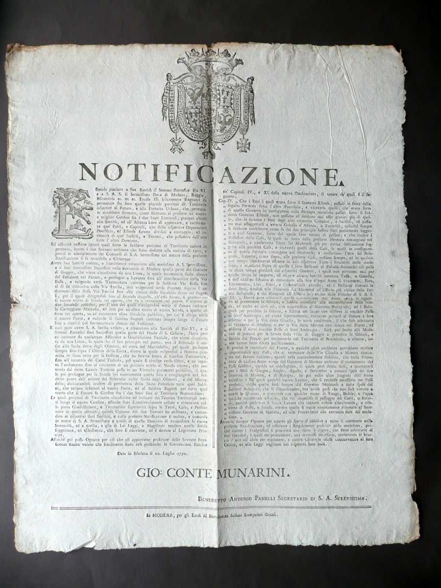 Notificazione Permute Terreni Papa Pio VI Feudo San Cesario Osteria … | Immagine principale