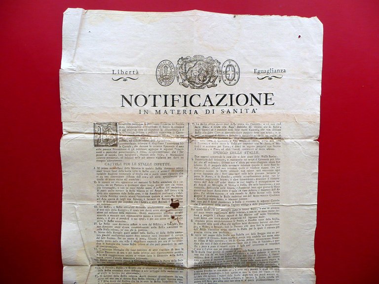 Notificazione Sanit‡ Epidemia Bovina Stalle Infette Disinfezione Reggio E. 1796