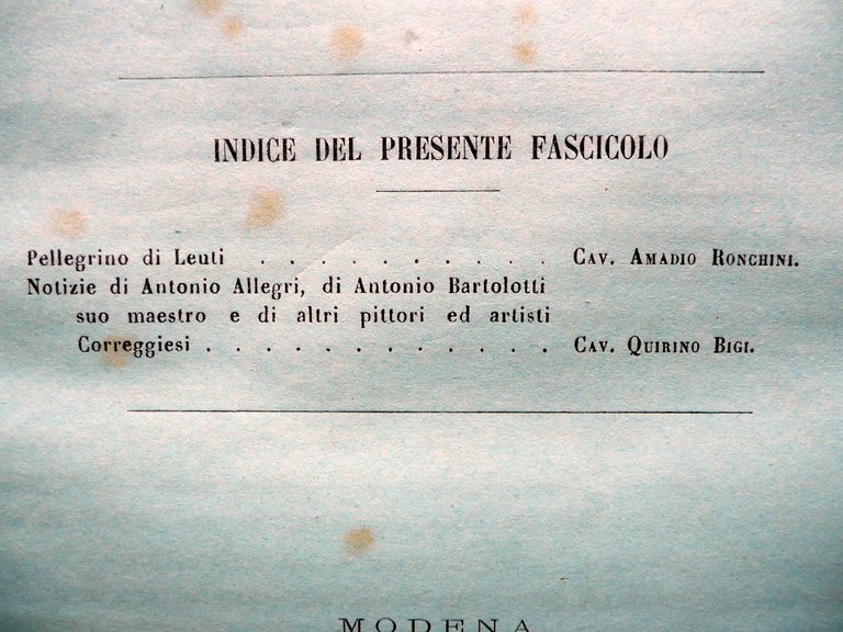 Notizie di Antonio Allegri Correggio Q. Bigi Atti Dep. Storia …