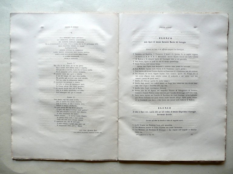 Notizie di Antonio Allegri Correggio Q. Bigi Atti Dep. Storia …