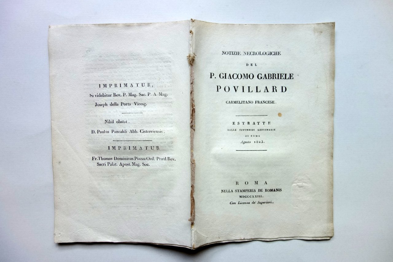 Notizie Necrologiche del P. Giacomo Gabriele Povillard Carmelitano Roma 1823