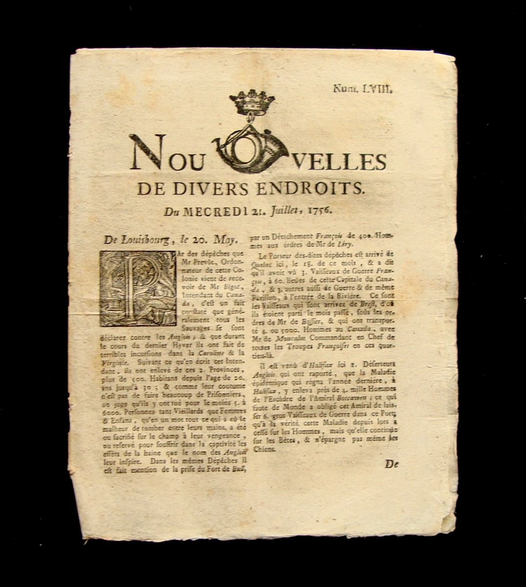 Nouvelles de Divers Entroits giornale francese N LVIII 21 Luglio …