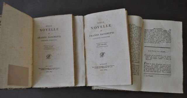 Novellistica Letteratura Sacchetti Novelle ?Firenze Lingua Toscana Milano 1804