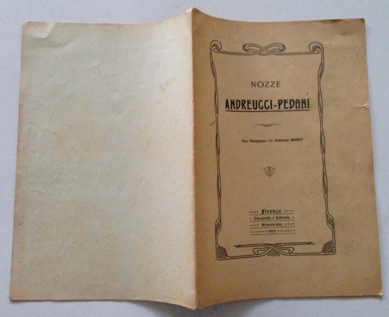 Nozze Castaldi Fratiglioni Andreucci Pedani San Giminiano Storie 2 Opuscoli