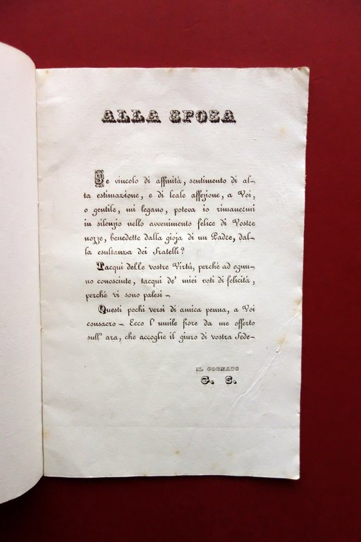 Nozze Zigiotti Manin Tipografia Paroni Vicenza 1842 Poesia Amorosa alla …