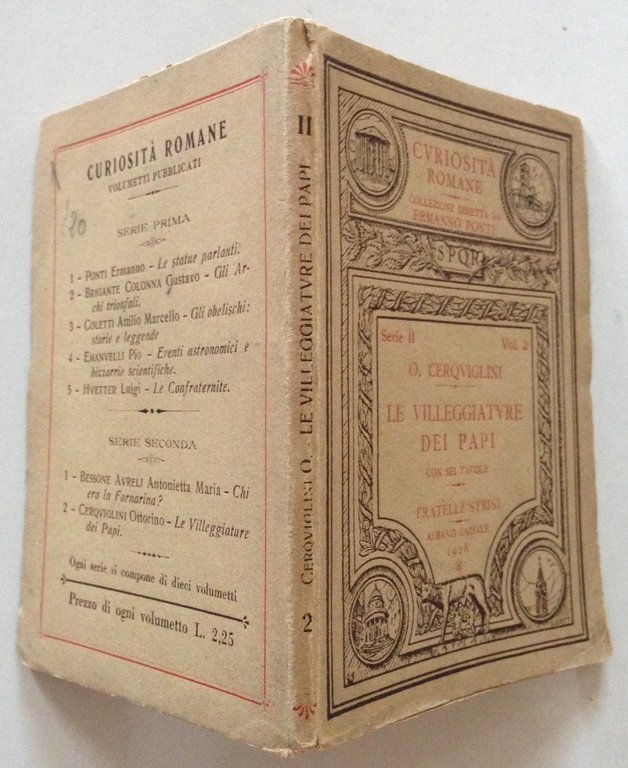 O. Cerquiglini Le Villeggiature Dei Papi Fratelli Strini Albano Laziale …
