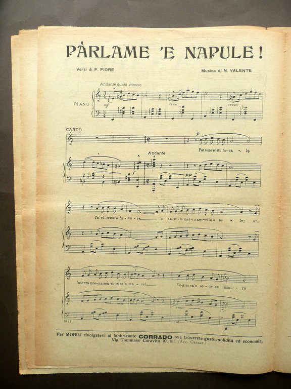 'O Pustiggiatore Anno II Num. 14 Napoli 1/9/1924 Spartito La …