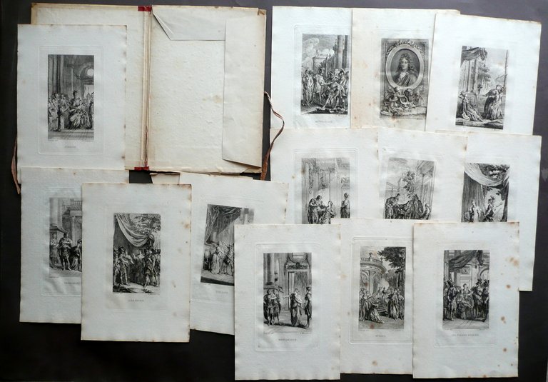 Oeuvres de Racine Cartella 13 Incisioni Acqueforti Gravelot Lemerre Paris …