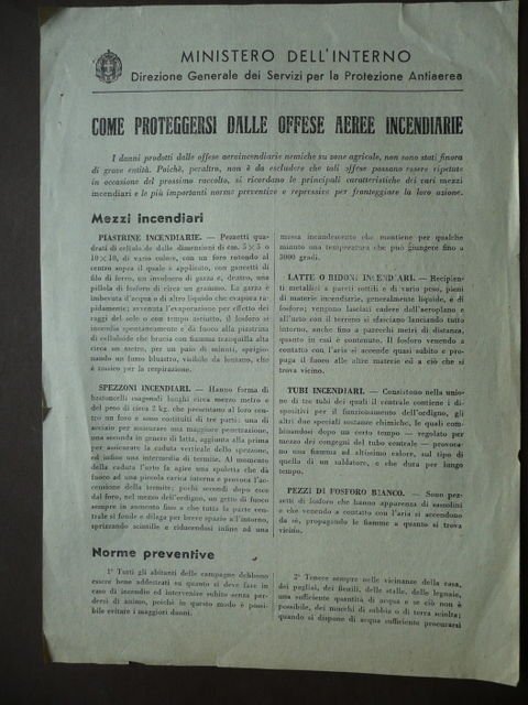 Offese Aeree Incendiarie Piastrine Spezzoni Tubi Prevenzione Repressione Incendi