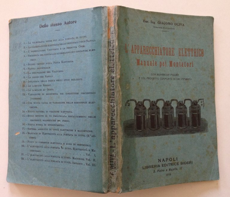 OLIVA L'APPARECCHIATORE ELETTRICO MANUALE PER I MONTATORI NAPOLI BIDERI 1910