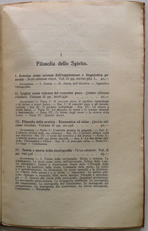 Opere di Benedetto Croce Laterza e Figli Editore Bari 1934