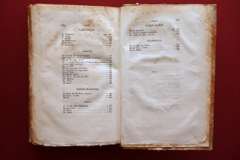 Opere di Giuseppe Parini Classici Italiani Milano 1825 Volume I …